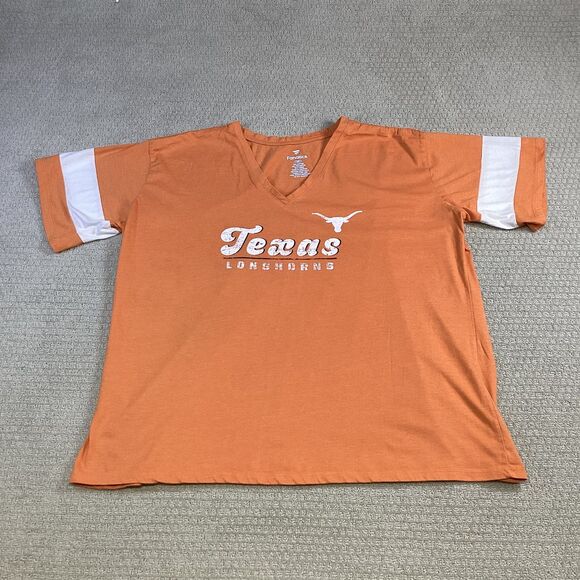 Texas Longhorns V Neck T-Shirt Women's 2X Fanatics Football Orange White Stripes - Picture 1 of 5